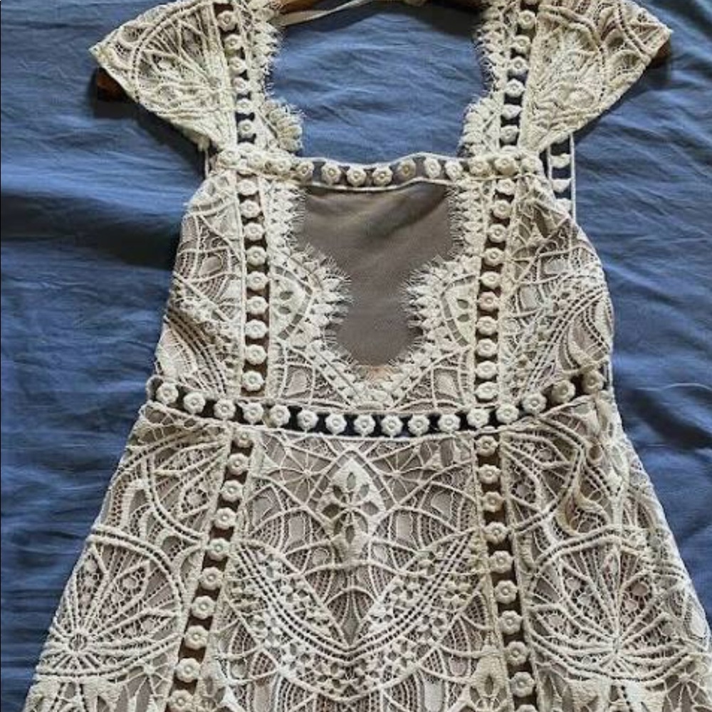 For Love and Lemons white lace Emerie sleeveless dress mini GORGEOUS S 0 2 4